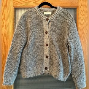 L’Envers Charlotte Wool Cardigan, Mottled Grey, Medium